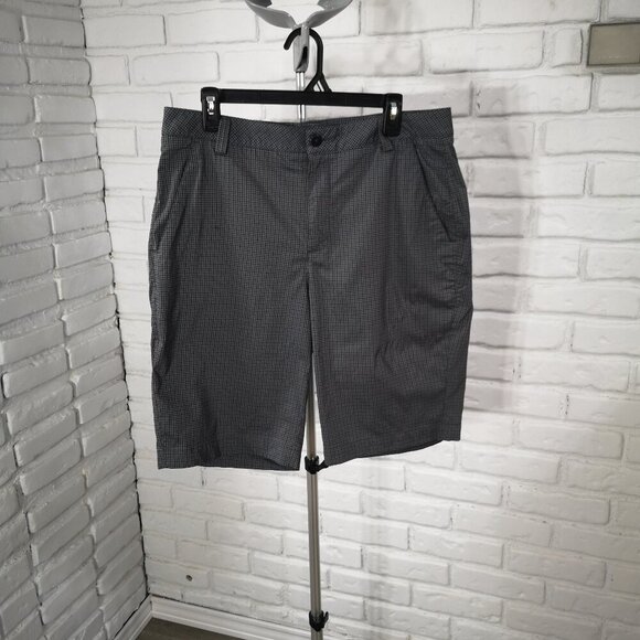 Puma Men's Size 34 Grey & Black Plaid Zipper & Button Closure Shorts - Picture 1 of 13